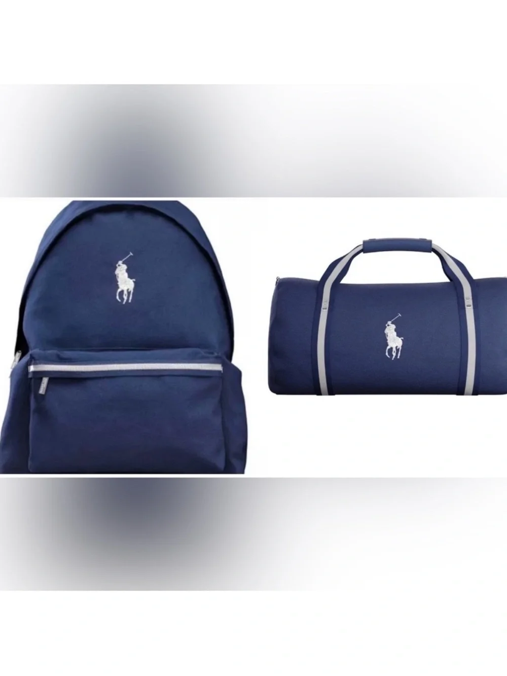 Ralph Lauren Navy and White Polo Backpack & Duffel Set